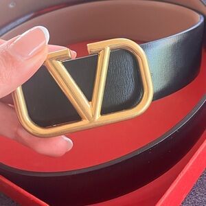 Reversible Women's Belt in Black and Nude with Gold Buckle- $650 at the store